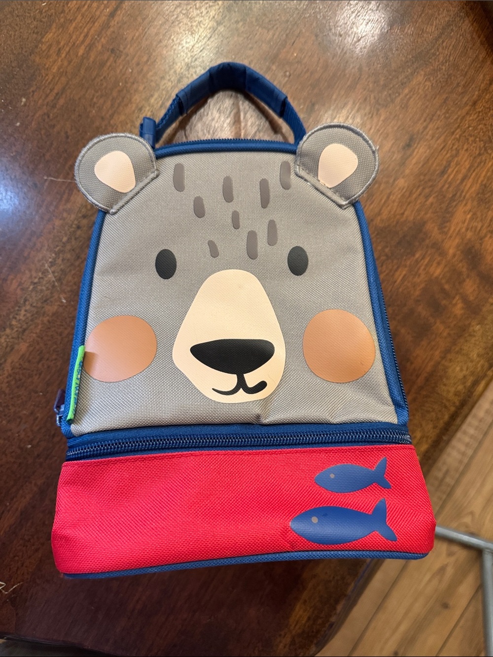 Stephen Joseph Kids Animal insulated Lunch Bag - Gray & Red Bear Design